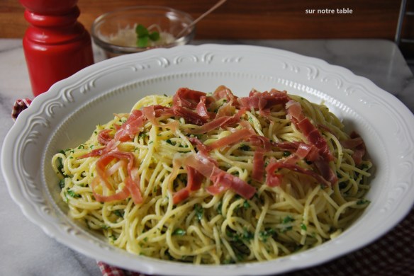 four-herb pesto spaghettini