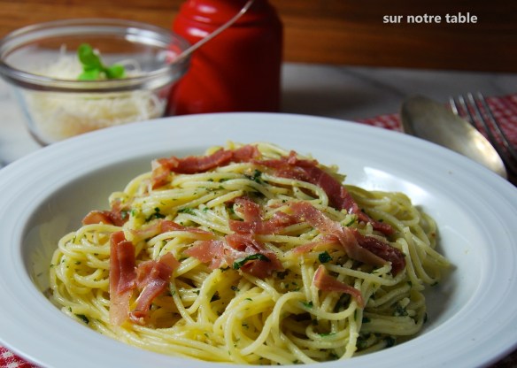 four-herb pesto spaghettini