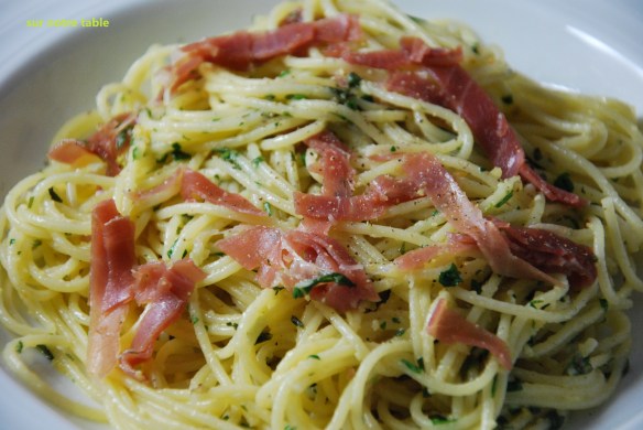 four-herb pesto spaghettini